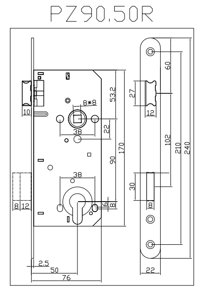 Khóa Cửa PZ90.50R